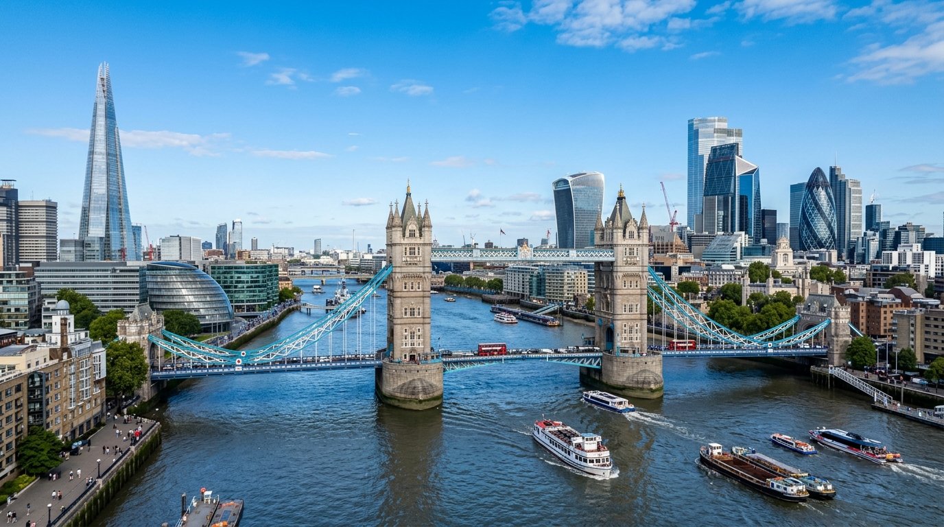 London skyline featuring Tower Bridge and the River Thames